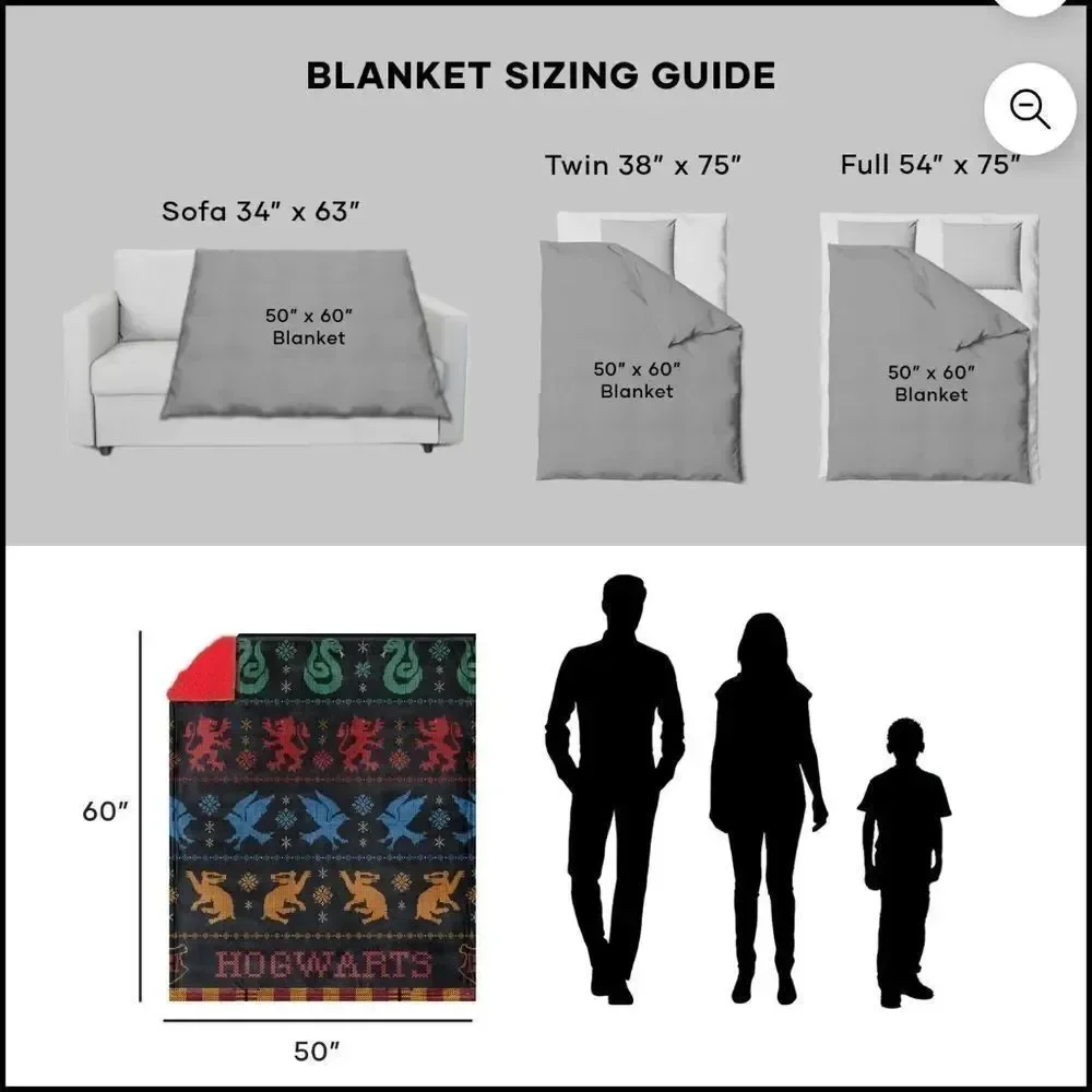 The Harry Potter Faux Shearling Throw Blanket NWT 50